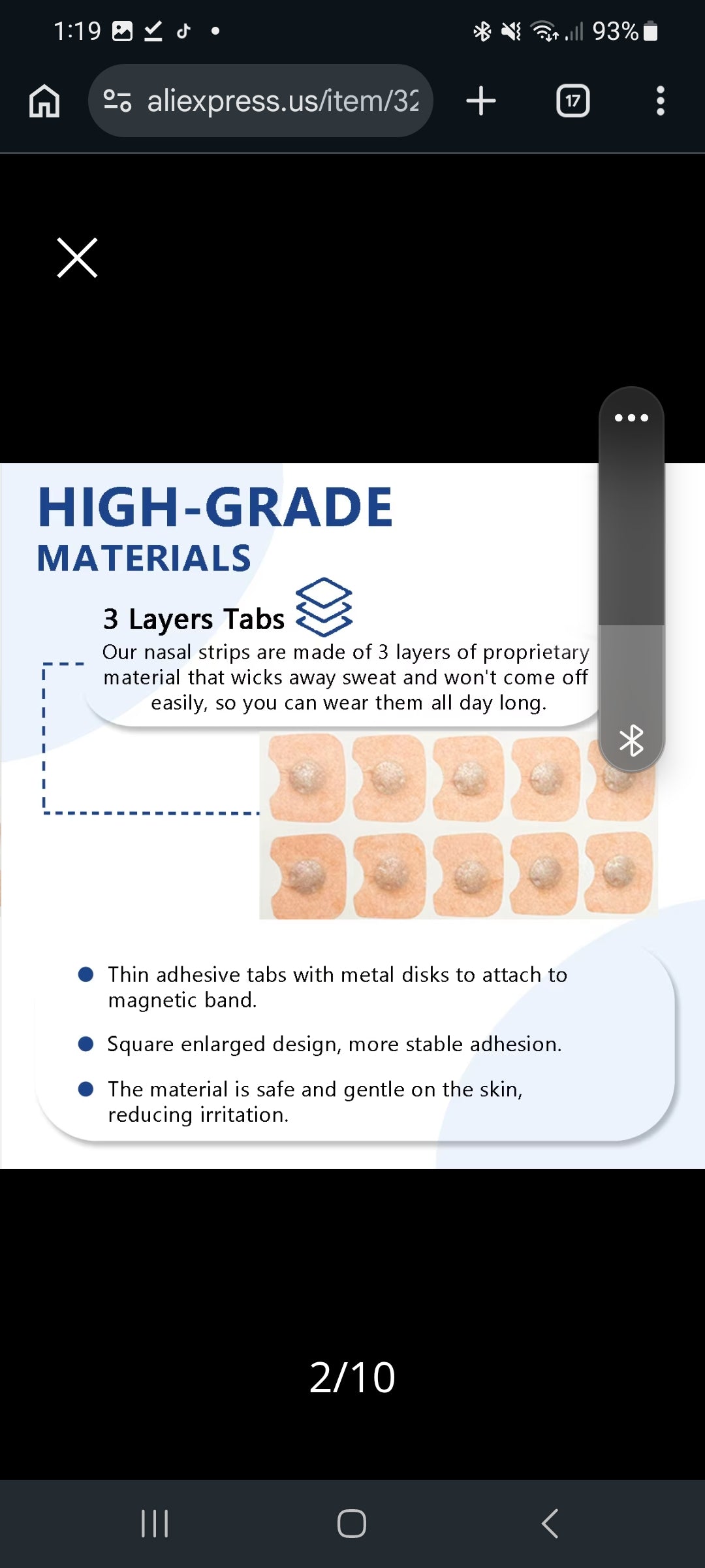 Nasal magnetic stripes